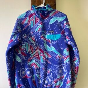 Patagonia Blue Patterned Fleece Pullover